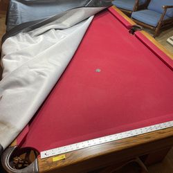 7 Ft Vintage Red Triple Slate Pool Table in Amazing Condition