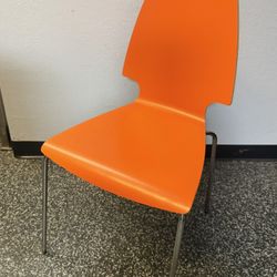 Set of 37 Modern Orange Stackable Chairs – Contemporary Plastic Dining/Office Chairs