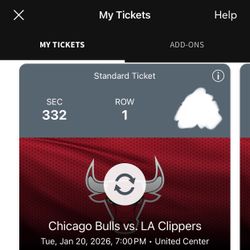 Chicago Bulls vs LA Clippers - 2 Tickets