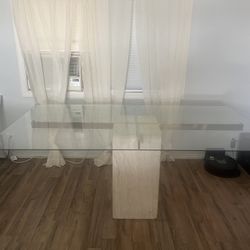 Glass Marble Sturdy Dinner Table 