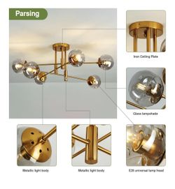 SZXYKEJI Visit the Store 4.9 4.9 out of 5 stars (9) SZXYKEJI 6-Lights Glass Globe Chandelier Modern Flush Mount Ceiling Light Fixture Gold Farmhouse L