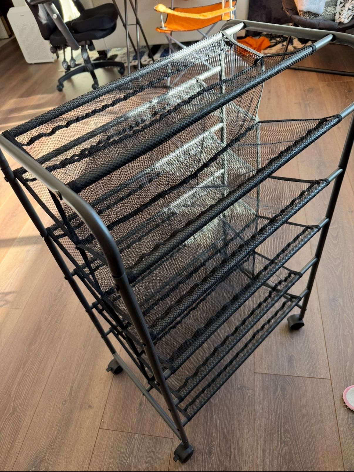 Black Metal Mesh Shoe/Storage Rack