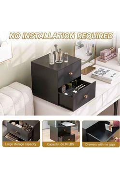 Black 2-Drawer Nightstand Cube Organizer