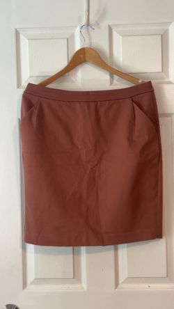 Rust Brown Pencil Skirt with Pockets