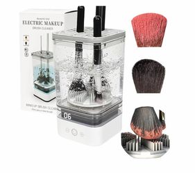 Automatic Electric Makeup Brush Cleaner with Deep-Cleaning Silicone Scrubbers, USB Powered, Fits All Brush Sizes (Eyeshadow, Blush, Foundation), Fast 