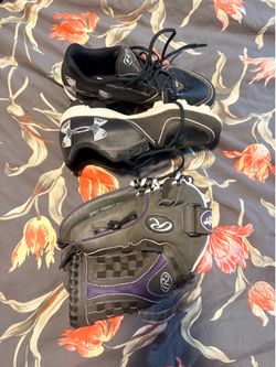 Softball cleats and mitt
