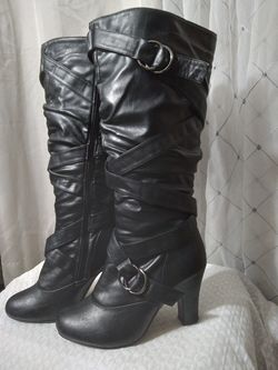 Black Pleather Boots 6 1/2