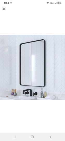 Black Metal Frame Rectangular Wall Mirror