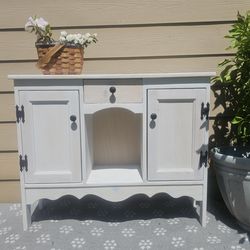 Vintage Whitewashed Cupboard/Entry Table