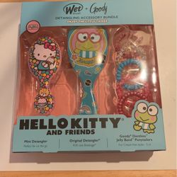 Hello Kitty and Keroppi Wet Brush & Goody Hair Accessory Detangling Set NEW