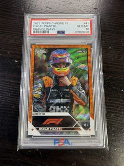 Oscar Piastri RC 2023 Topps chrome Helmet Image Orange Wave /25 PSA 10