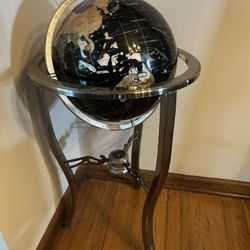 Black and Gemstone World Globe with Stand and compass