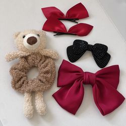 Set of handmade cute hair clips/bows