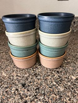 Set of 8 Stoneware Ramekins Mixed Colors