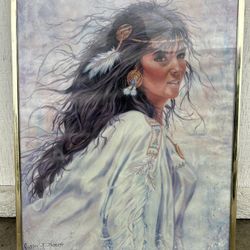 Connie K. Kostoff Native Woman Portrait – Framed Wall Art Print 16x20