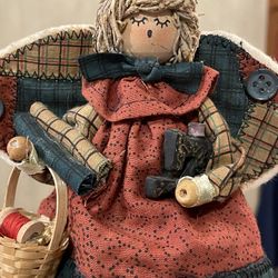 Ornament Sewing Angel Christmas Vintage 