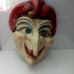Masquerade Paper Mache Clown Mask Vintage