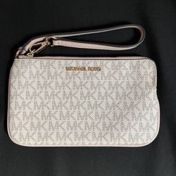 Pink and White Michael Kors wristlet wallet