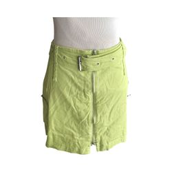 Cache Mini Skirt Women’s Sz 12 Cotton Lime Green Color Belt Included Pockets