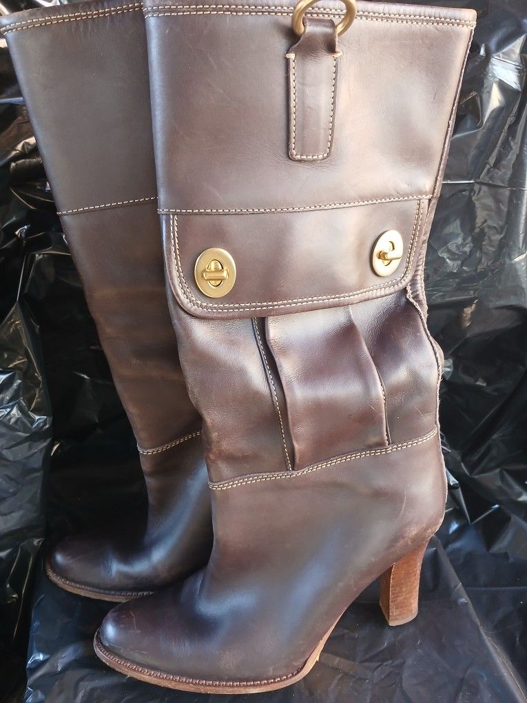 Coach Brown Leather Rory Boots