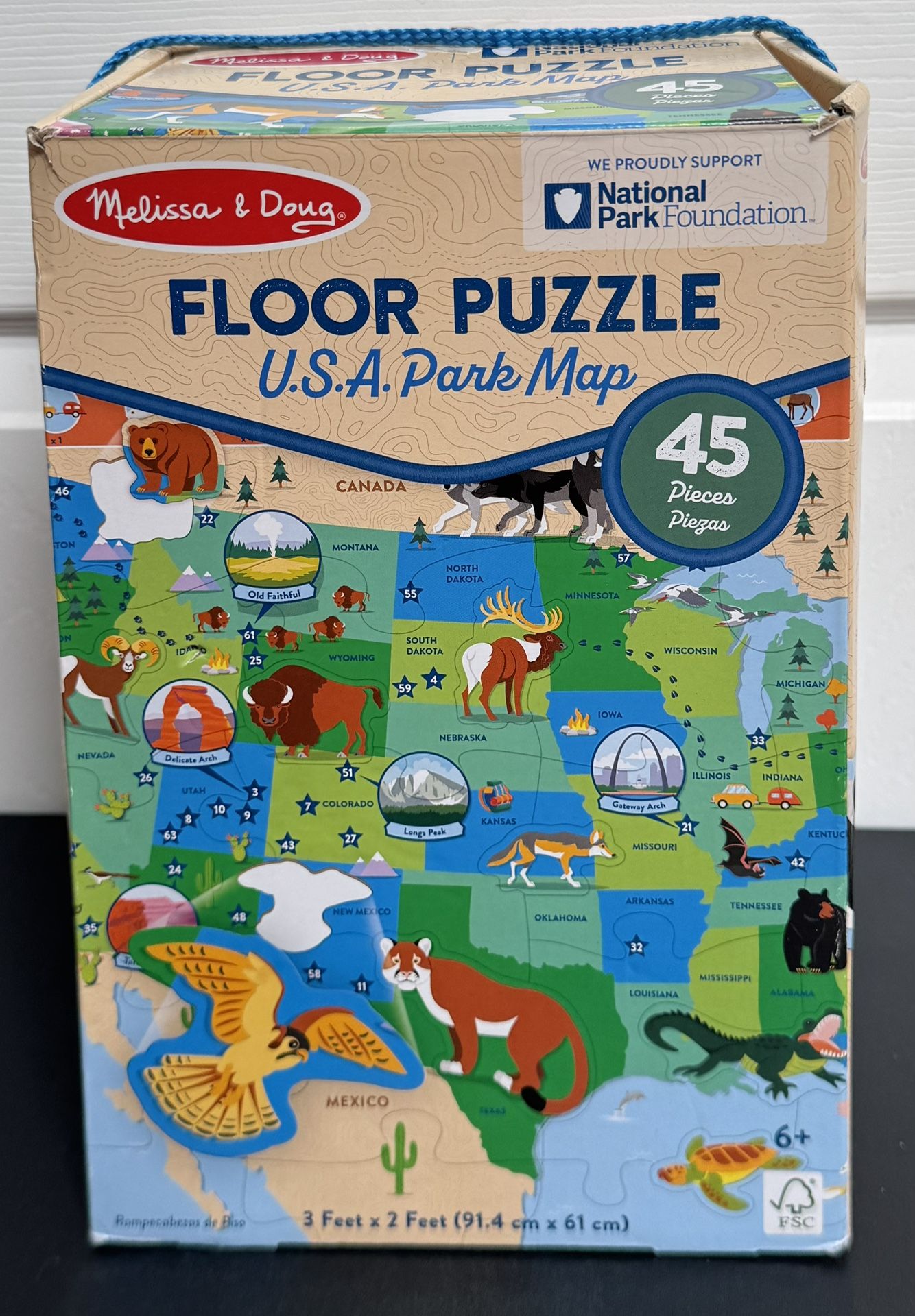 Large Melissa & Doug National Parks U.S.A. Map 45 Pieces Floor Puzzle just $7