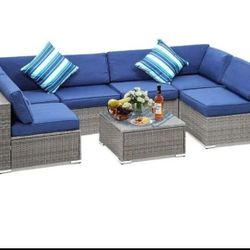 Gorgeous Modular 7-piece Patio Furniture Set Outdoor Patio Furniture Patio Sofa Set Three Colors Brand New In The Box 🆕🚛🚎🆕
