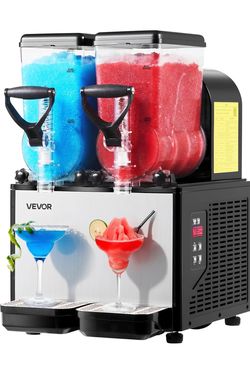 VEVOR Slushie Machine, 6L/1.6Gal x 2 Tank Commercial Slushy Maker, Frozen Drink Maker with Self-Cleaning, Margarita Machine for Restaurants Bars Party