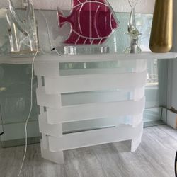 1970 Vintage Stacked Lucite Frosted  Console Table 