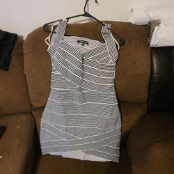 Black And White Stripe Bandage Dress