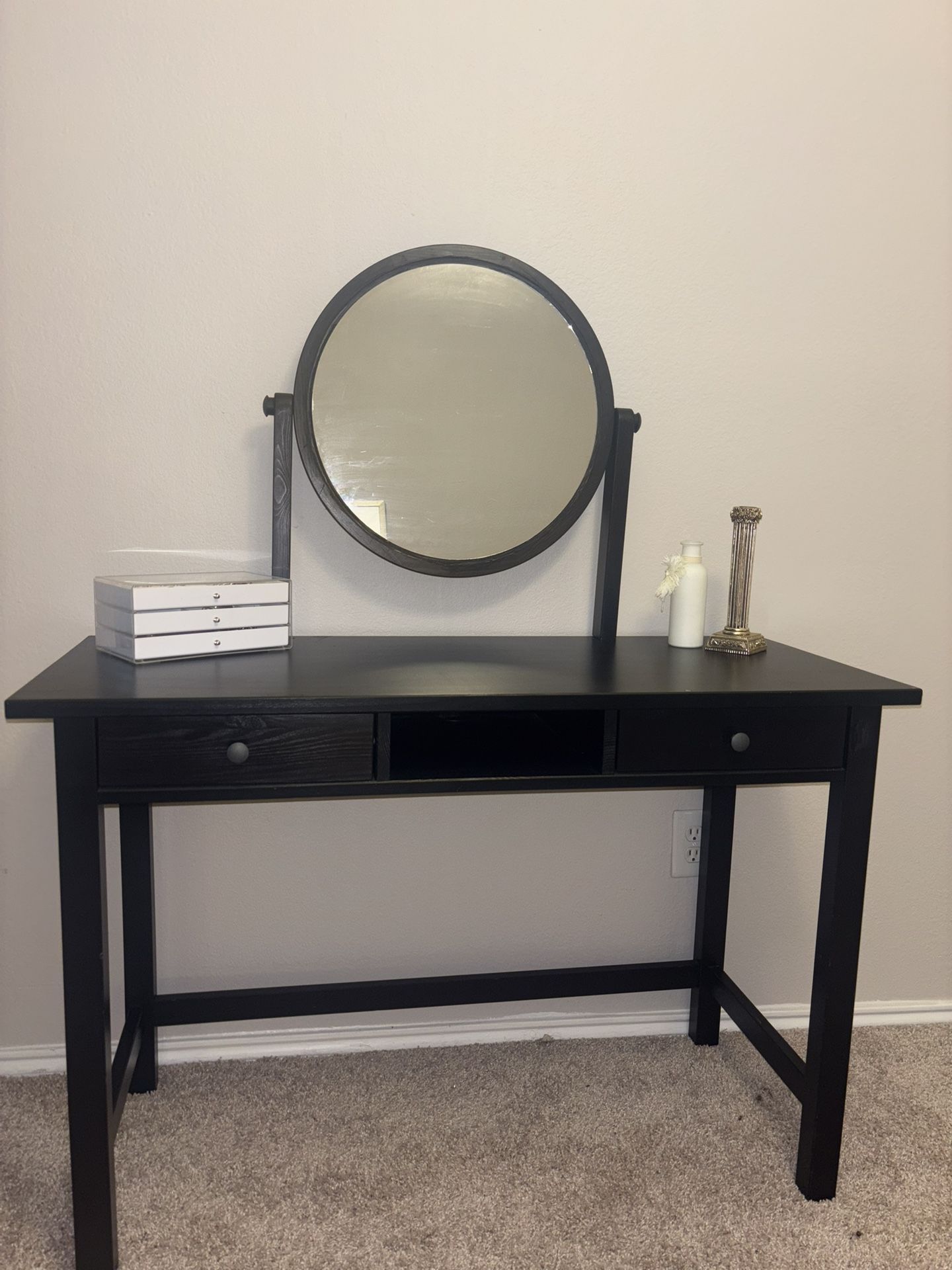 HEMNES - Dressing table with mirror black-brown