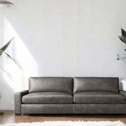 RH Maxwell 8’ Italian Leather Sofa – Pewter – 