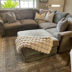 Living Spaces L-shaped Grey Sectional Sofa Down-filled
