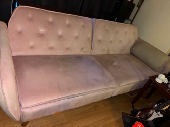 Pink Velvet Tufted Loveseat Sofa