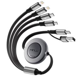4 in 2 Multi Charging Cable 4A, 4Ft USBC Charging Cable, Retractable Car Charger with Lightning/Type C/Micro USB Ports for iPhone 16 15 14 Pro Max/Sam