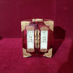 x2 Chinese Rosewood Inlaid Jade Jewelry Boxes