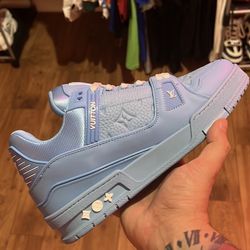 Louis Vuitton Trainers Blue Embossed Monogram
