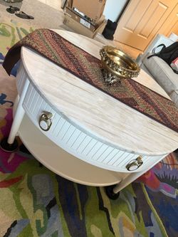 Anthropolgie Marble and Wood Center Table 36in