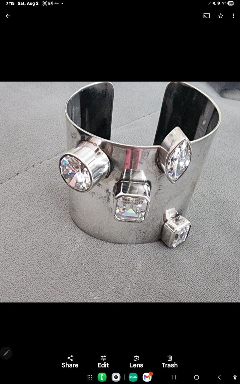 Custom Made For Me In The 80s Sterling Silver Cz Cuff Heavy