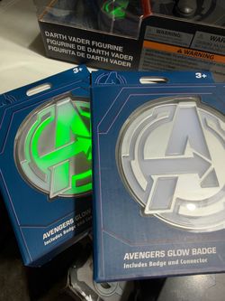 Avengers campus badges with led light sealed new set of 2