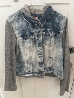 LEI Acid Wash Denim Jacket with Hood