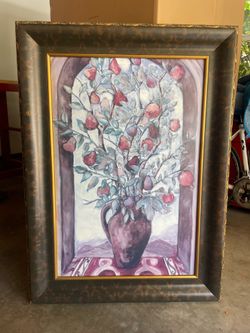 Nicole Etienne Print — Pear & Pomegranate Still Life, Framed — $150