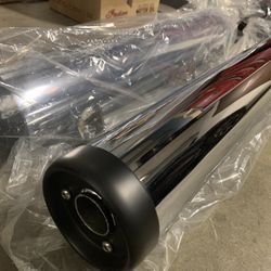 Indian Scout Motorcycle Stock Chrome Exhaust W/ Black Tips