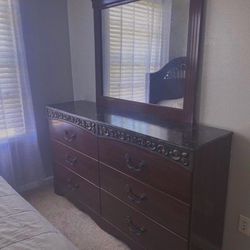 Queen Size Bed Set (Mattress Included) with Dresser,Mirror and Nightstand