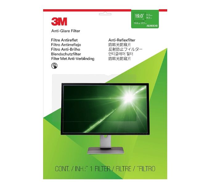 3M™ Anti-Glare Screen Filter for Monitors, 19" Standard (5:4), Reduces Blue Light, AG190C4B