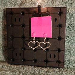 Silver tone Heart Earrings 