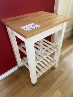 Solid Would Kitchen Countertop On Wheels. Excellent Condition. Like New. Perfect For Your Kitchen. Pick Up In Pasadena. 24” X 19.5” X 33.5”