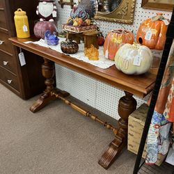 Vintage Trestle Base Baroque Entry Table