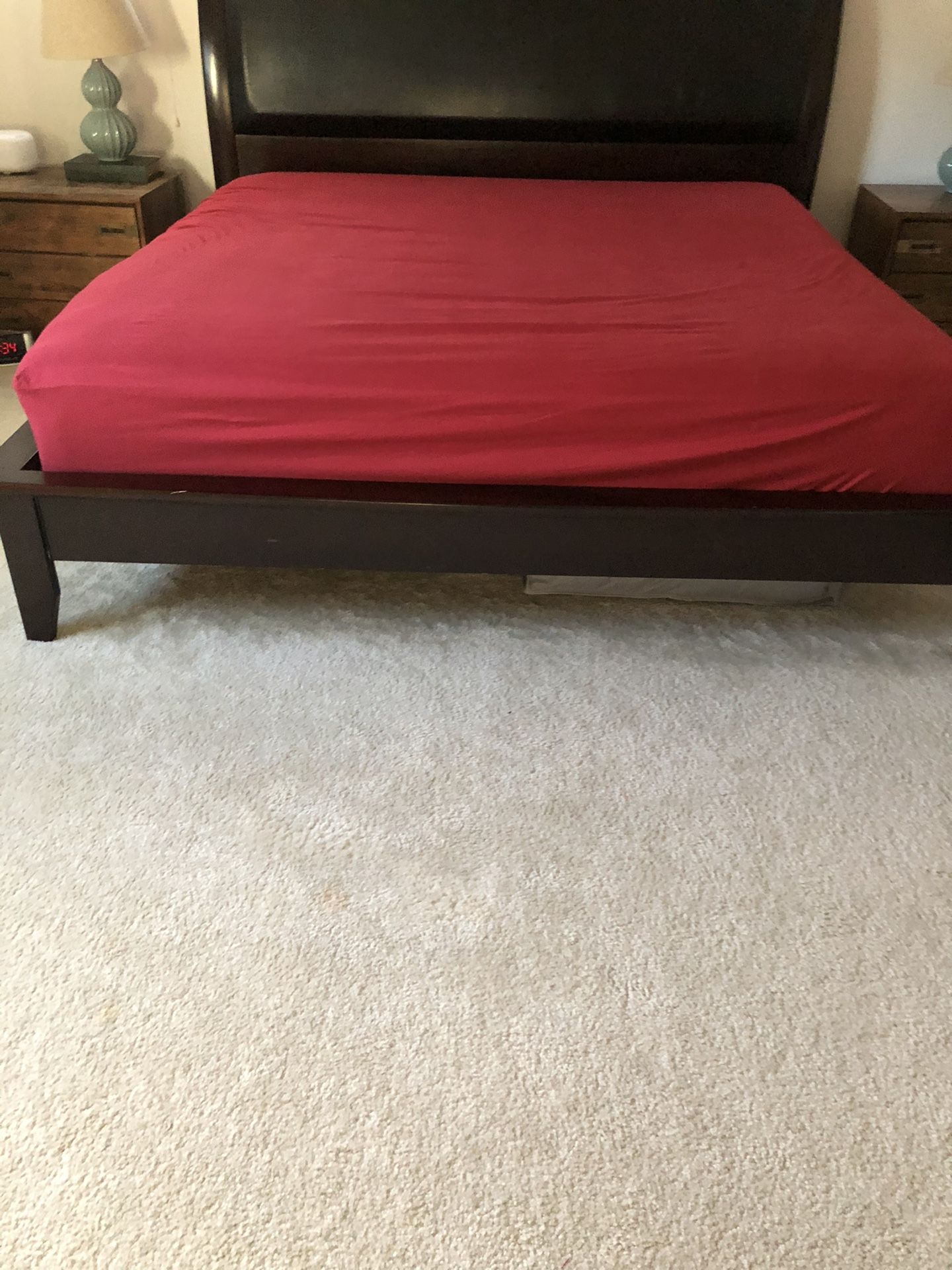 King wooden/ faux leather bed frame and headboard