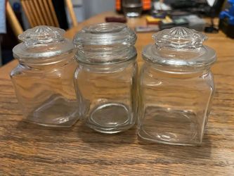 3 Glass Jars Perfect for Bathroom For Beauty Supplies or Whatever