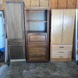 Three cabinets and a TV stand FREE